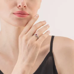 COEUR DE LION Kristallringe-Sparkling Dots Ring Silber Rot