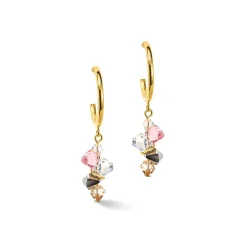 COEUR DE LION Creolen-Tanzende Kristalle Ohrringe Gold Hellrosa