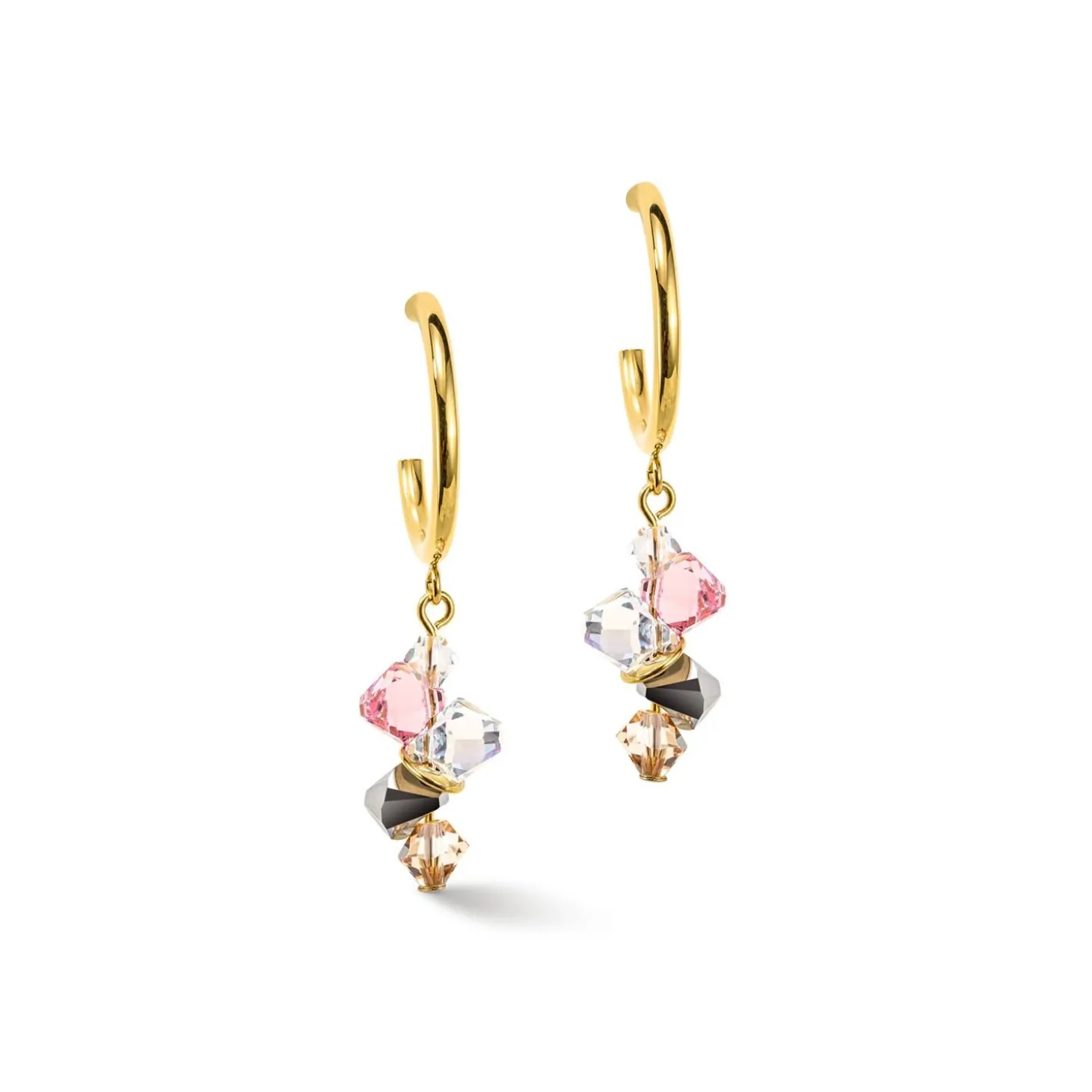 COEUR DE LION Ohrstecker-Tanzende Kristalle Ohrringe Gold Hellrosa