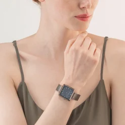COEUR DE LION Uhren-Uhr Iconic Square Anthrazit Perlmutt Milanese Edelstahl Anthrazit