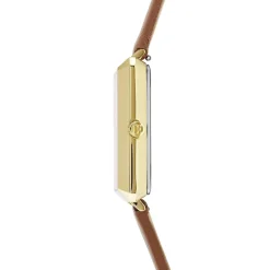 COEUR DE LION Uhren-Uhr Iconic Square Gold White Sunray Armband Leder Classy Brown