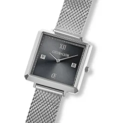 COEUR DE LION Uhren-Uhr Iconic Square Graphite Sunray Milanese Edelstahl