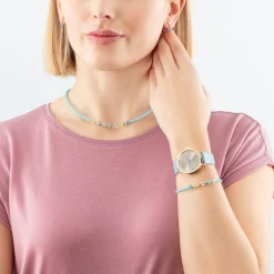 COEUR DE LION Uhren-Uhr Round Pastel Lovers Gold Armband Leder Blau
