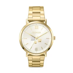 COEUR DE LION Männer-Uhr Round Statement Unisex White Sunray Edelstahl Frosted Gold