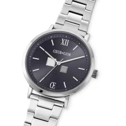 COEUR DE LION Männer-Uhr Round Statement Unisex Sunray Midnight Blue Edelstahl Frosted Silver