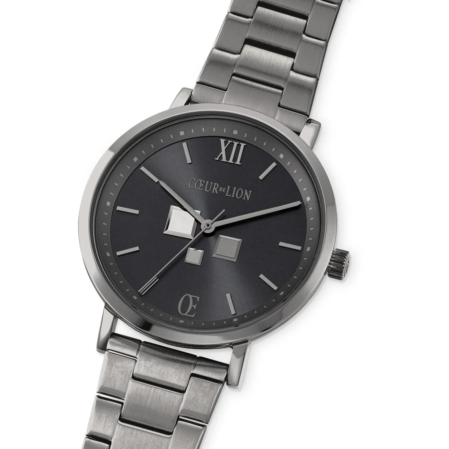 COEUR DE LION Uhren-Uhr Round Statement Unisex Anthrazit Sunray Edelstahl Light Gun Metal