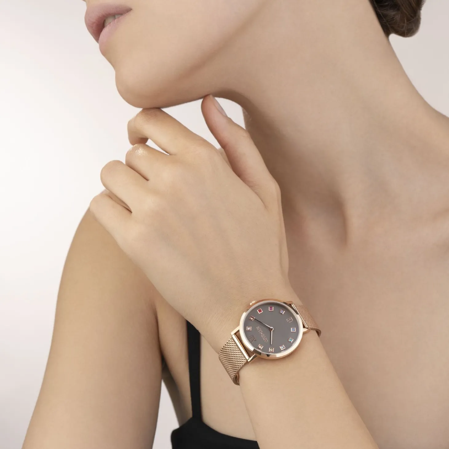 COEUR DE LION Uhren-Uhr Rund Mokka Matt Milanaise Edelstahl Roségold