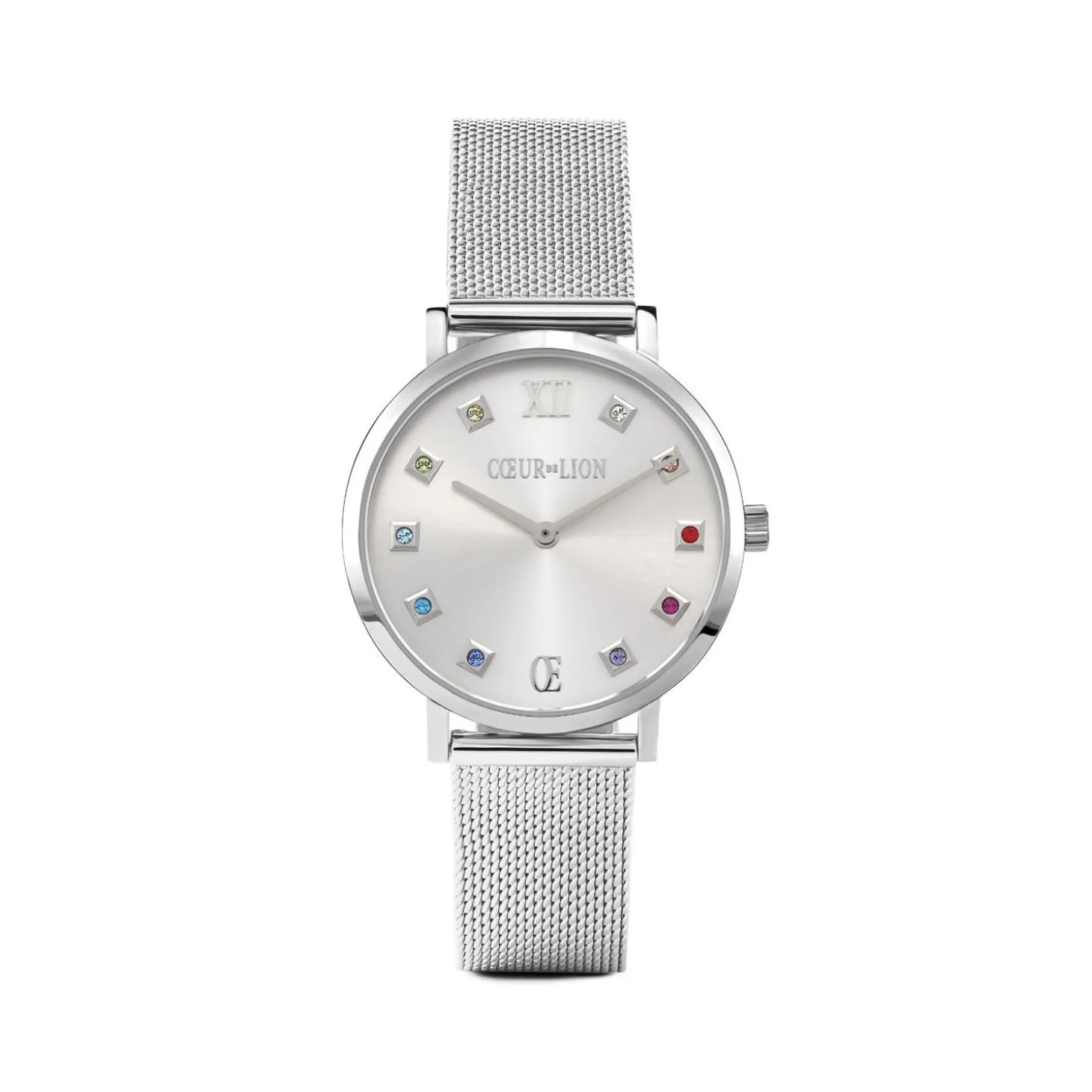 COEUR DE LION Uhren-Uhr Rund Silber Sunray Milanaise Edelstahl