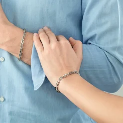 COEUR DE LION Edelstahlarmbänder-Unisex-Armband Gliederkette Silber