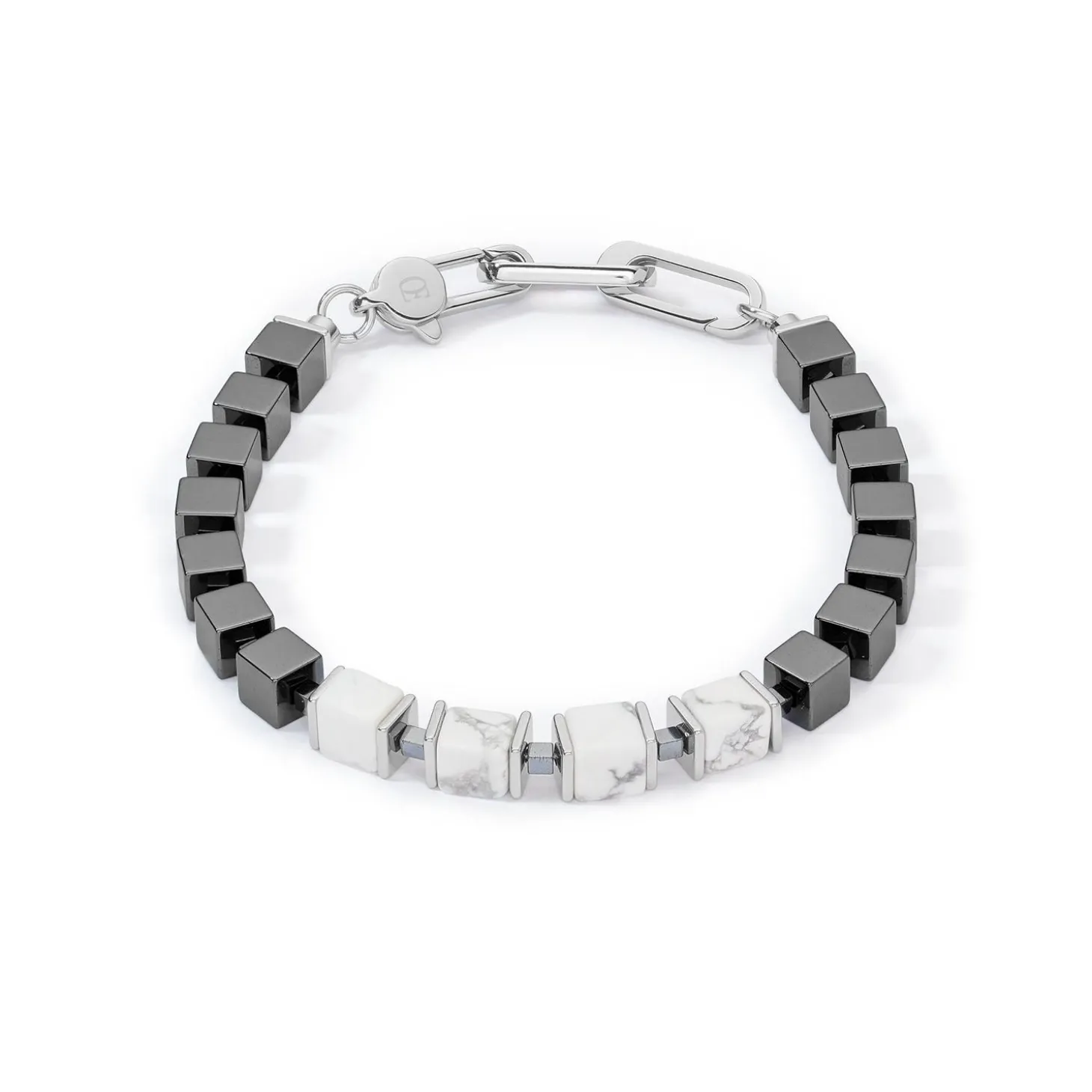 COEUR DE LION Echter Stein-Unisex-Armband Precious Cubes Weiß