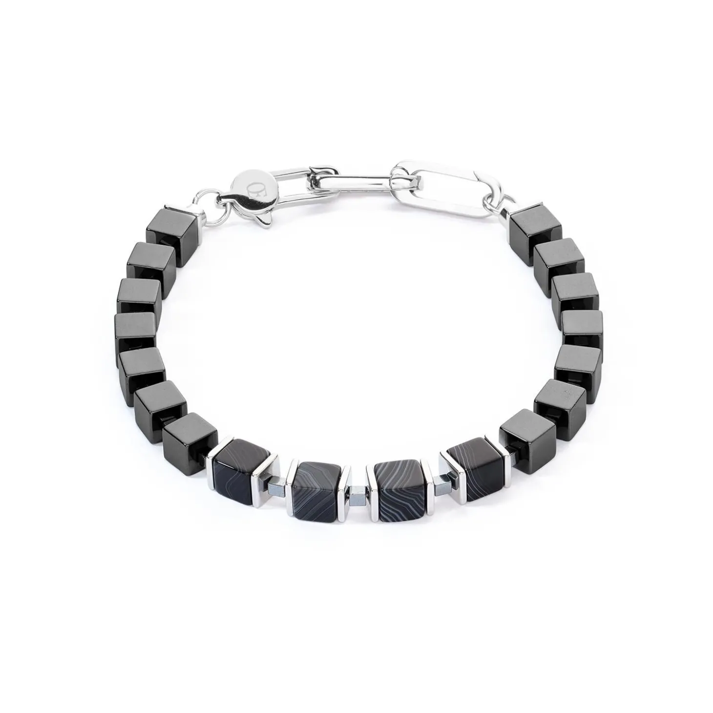 COEUR DE LION Echter Stein-Unisex-Armband Precious Cubes Schwarz