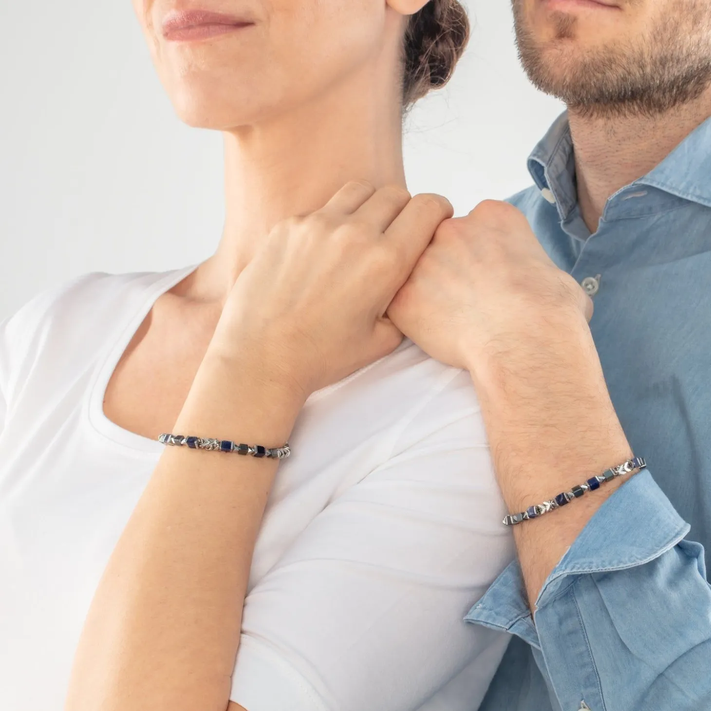 COEUR DE LION Aber-Unisex-Armband Würfel & Kette Blau