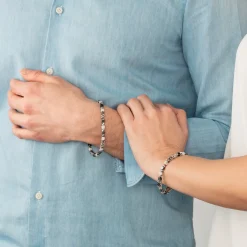 COEUR DE LION Männer-Unisex-Armband Würfel & Kette Weiß