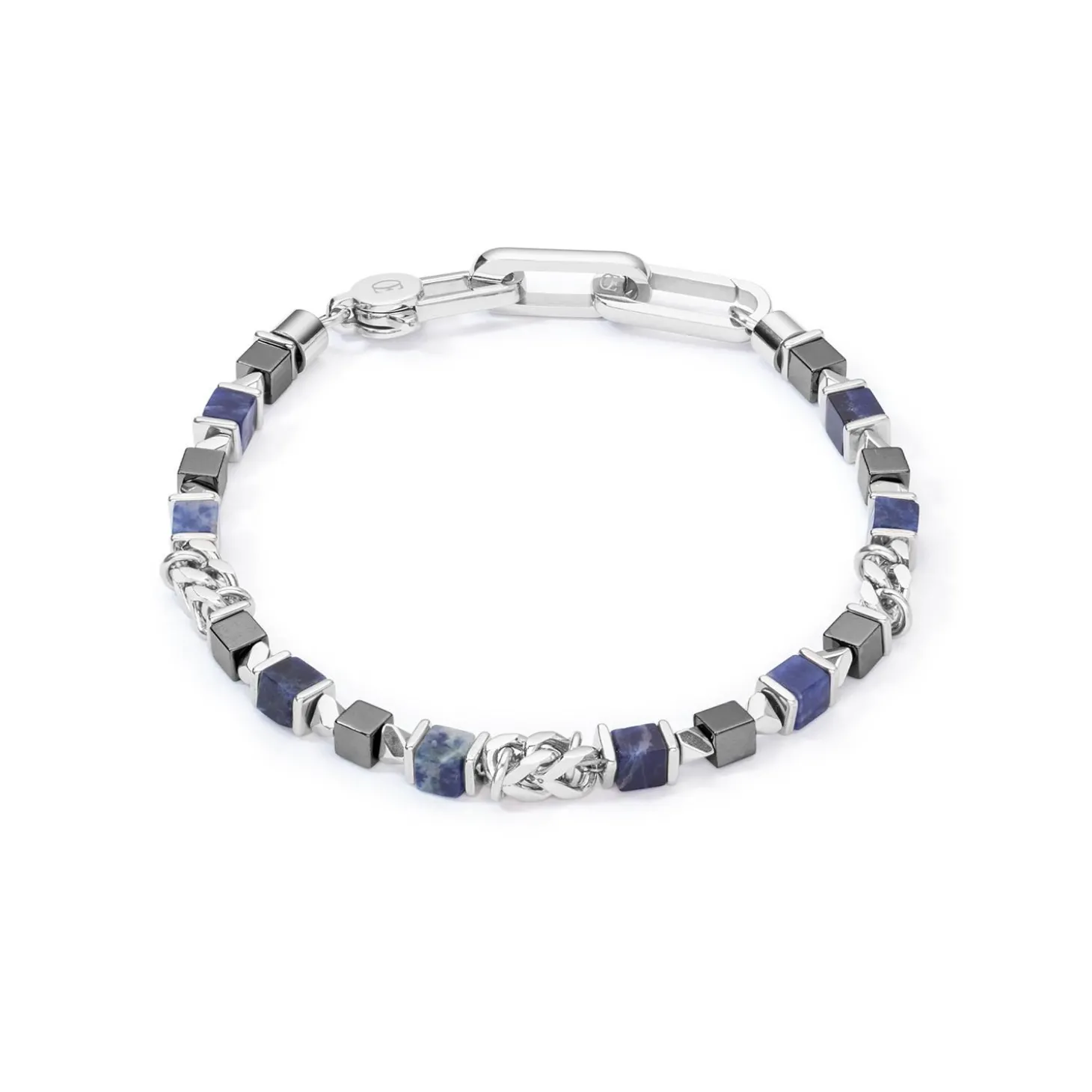 COEUR DE LION Echter Stein-Unisex-Armband Würfel & Kette Blau