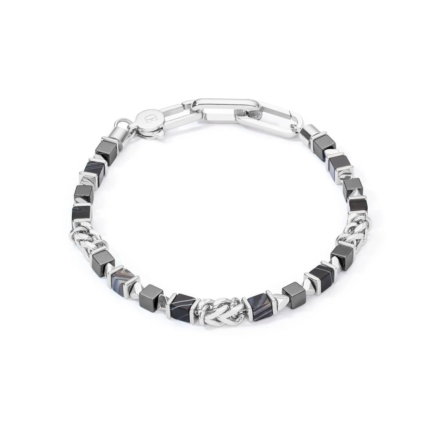 COEUR DE LION Echter Stein-Unisex-Armband Würfel & Kette Schwarz